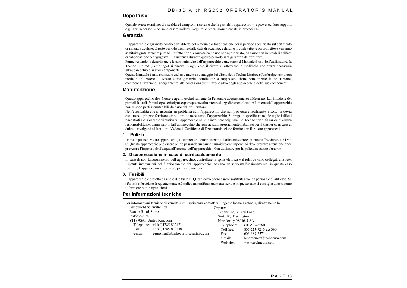 Techne RS232 User Manual | Page 15 / 30