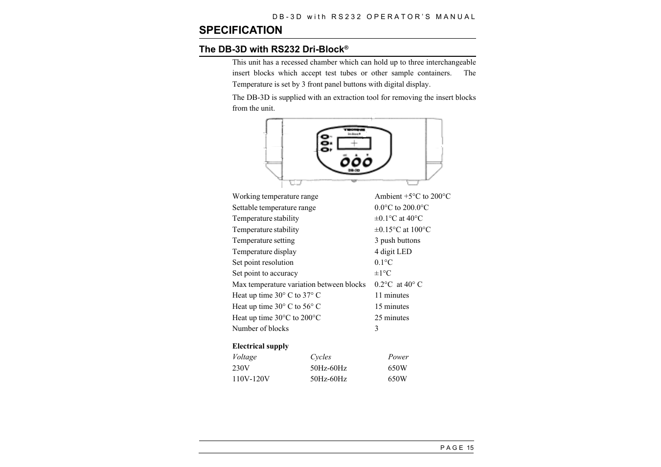 Specification | Techne RS232 User Manual | Page 17 / 30