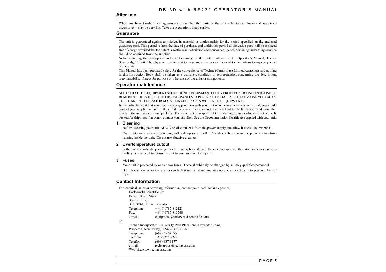 Techne RS232 User Manual | Page 7 / 30
