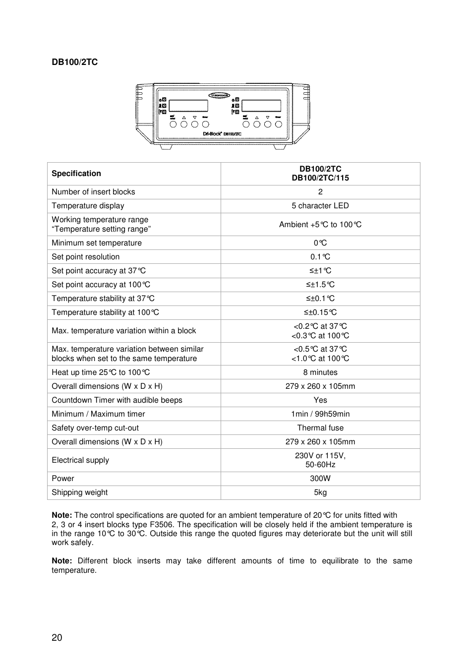Techne DB200-3 User Manual | Page 20 / 30