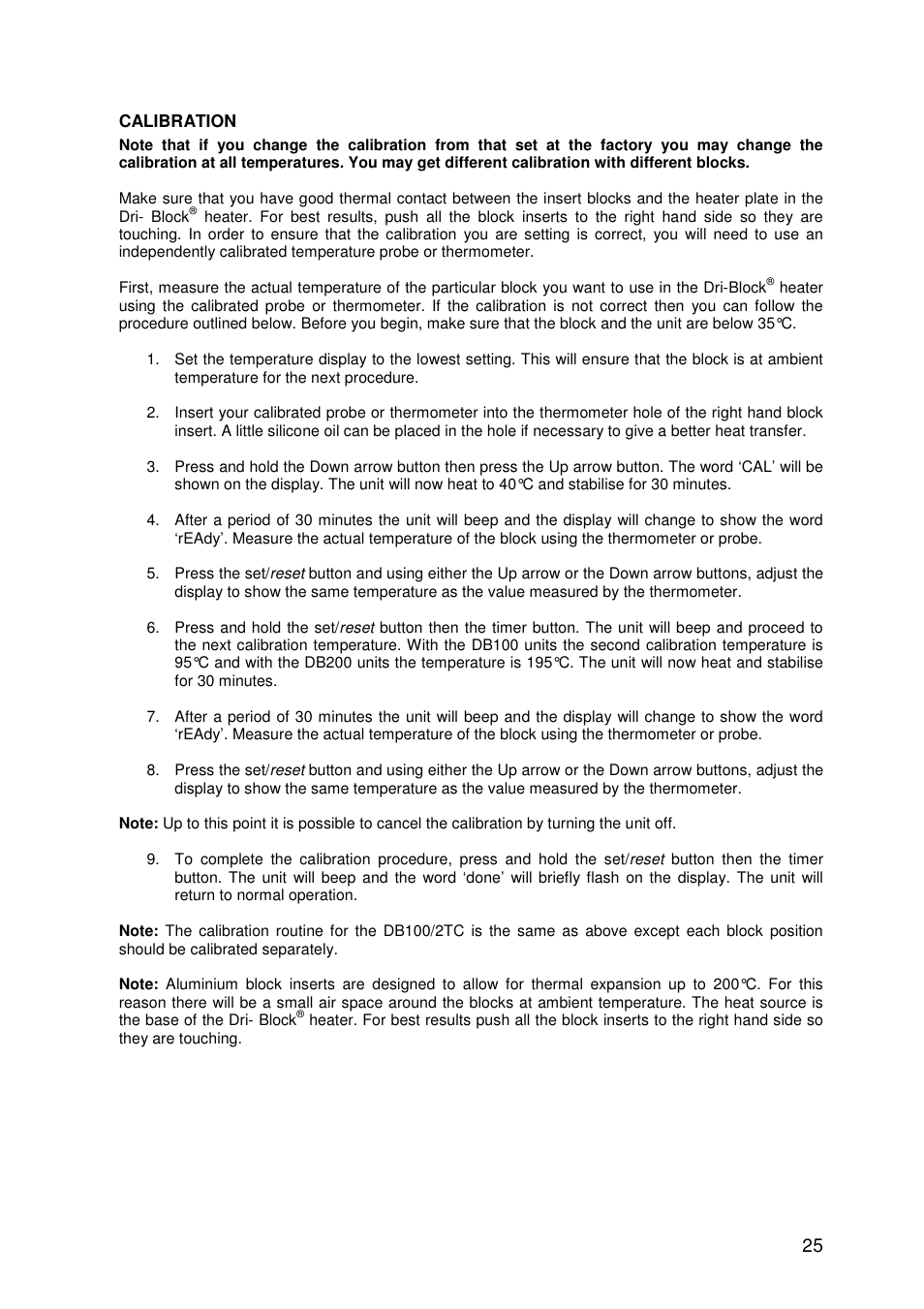Techne DB200-3 User Manual | Page 25 / 30