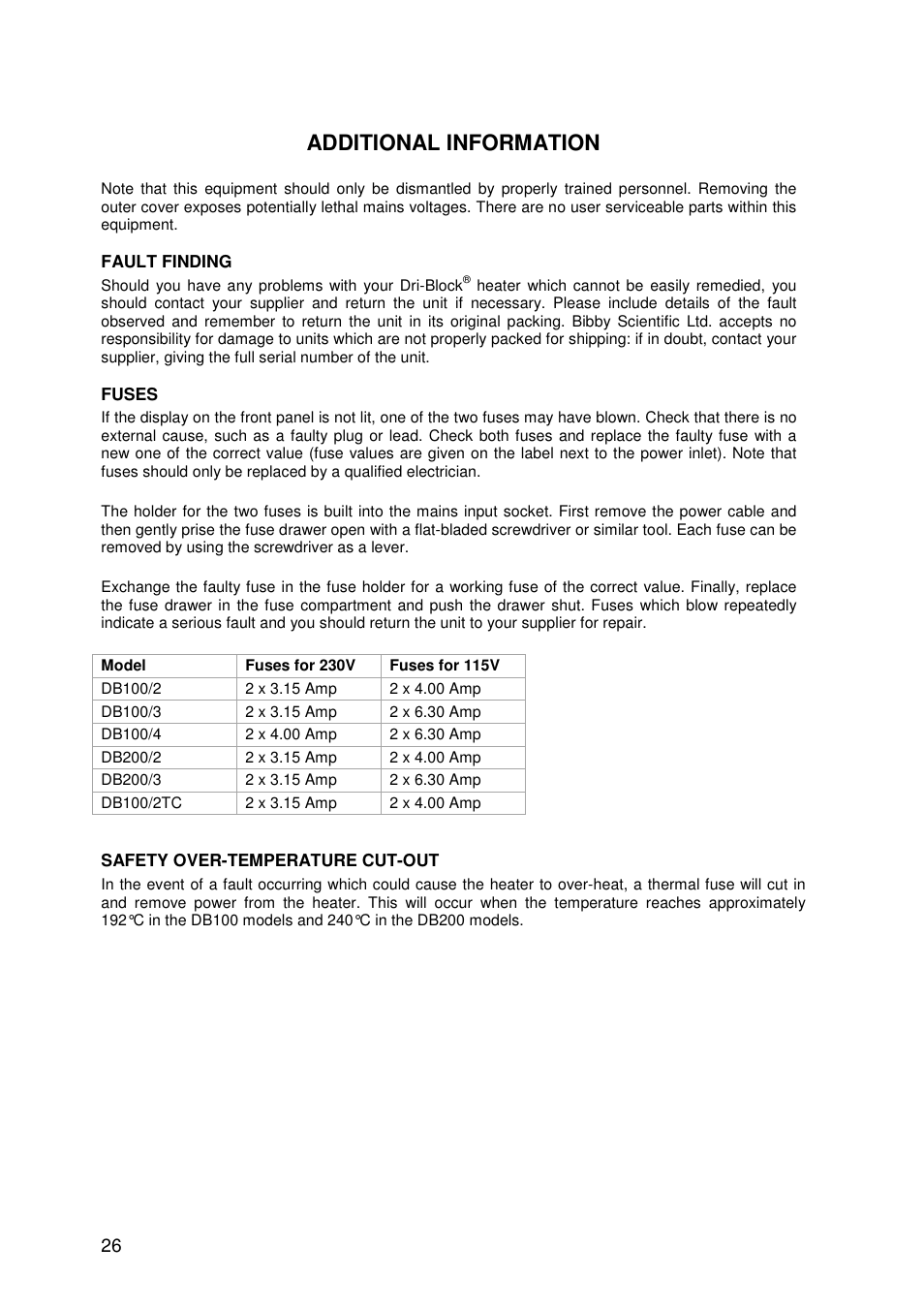 Additional information | Techne DB200-3 User Manual | Page 26 / 30
