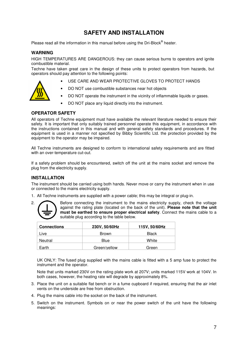 Safety and installation | Techne DB200-3 User Manual | Page 7 / 30
