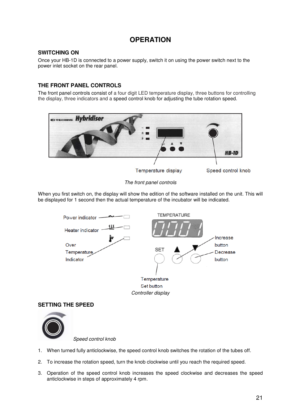 Operation | Techne HB-1D User Manual | Page 21 / 31