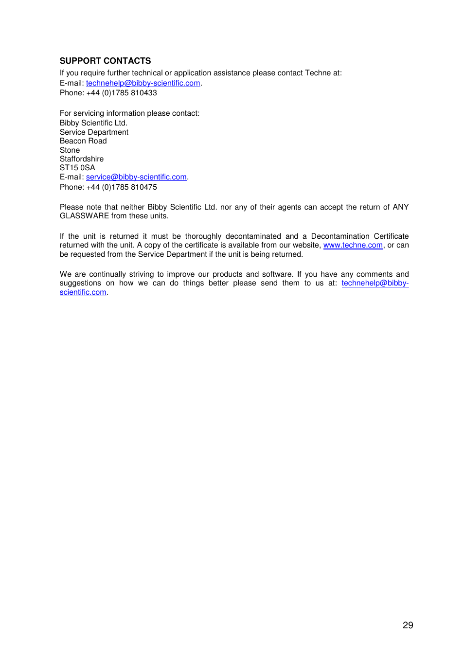 Techne HB-1D User Manual | Page 29 / 31