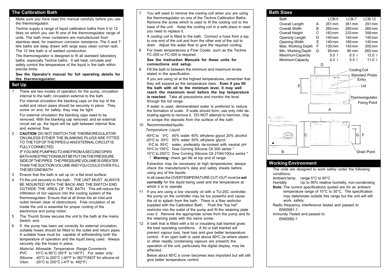 Techne Liquid Calibration Bath User Manual | 2 pages