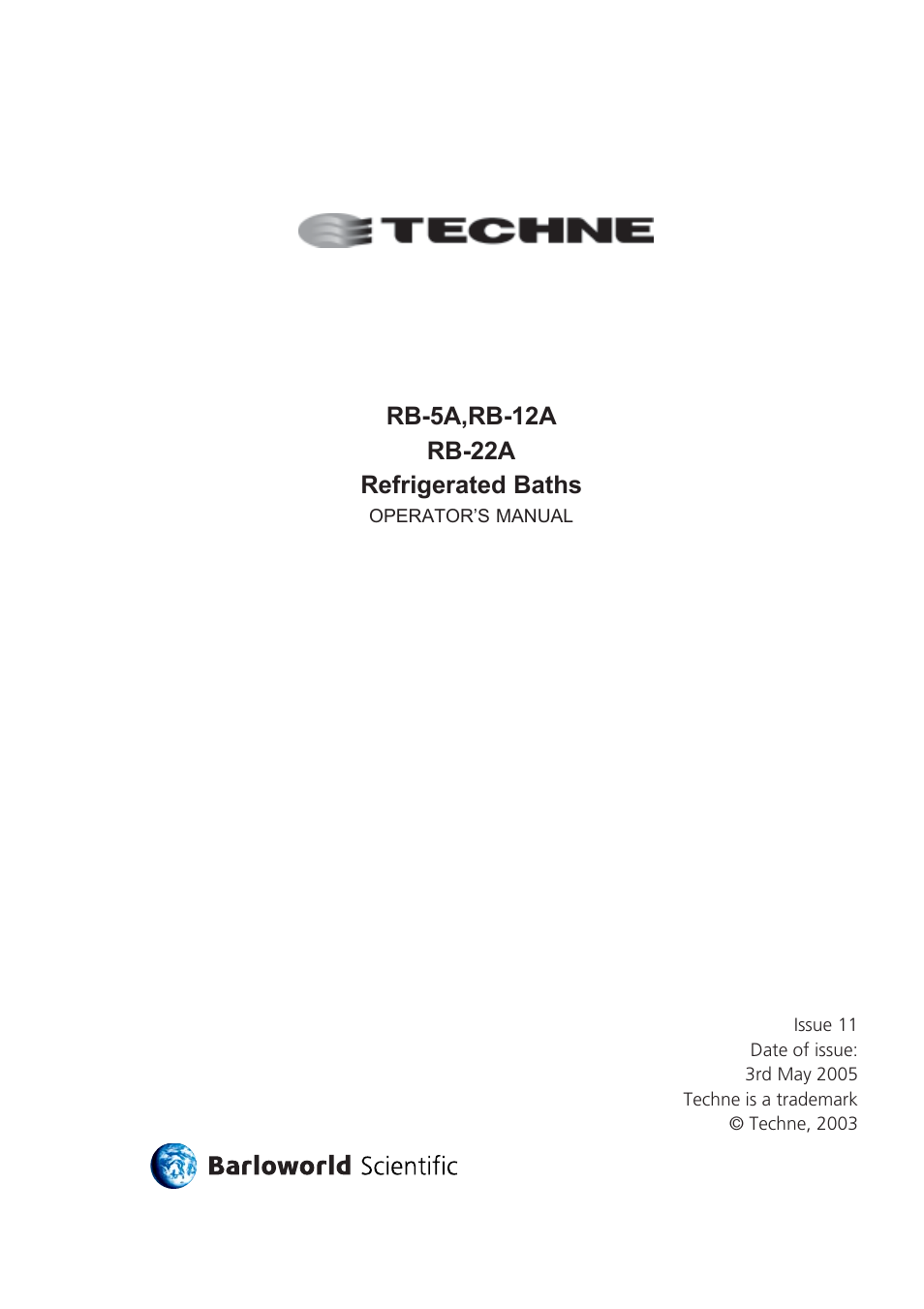 Techne RB-22A User Manual | 18 pages