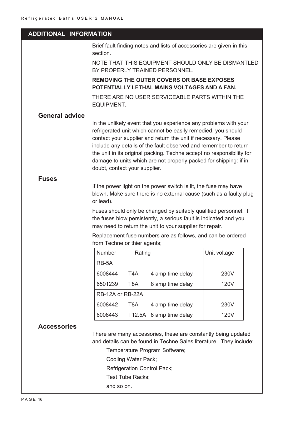 Techne RB-22A User Manual | Page 18 / 18