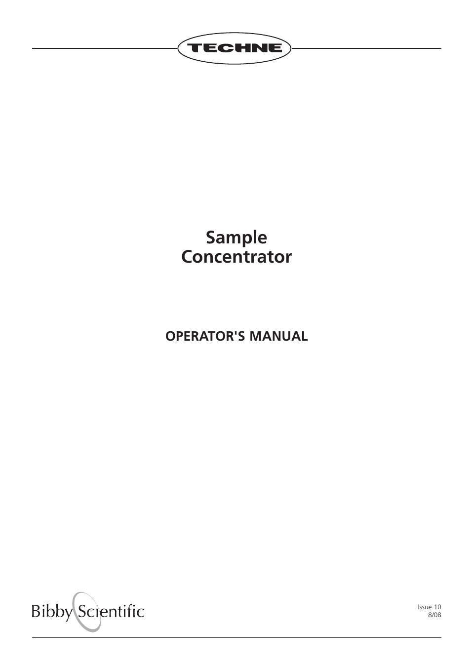 Techne Sample Concentrator User Manual | 16 pages