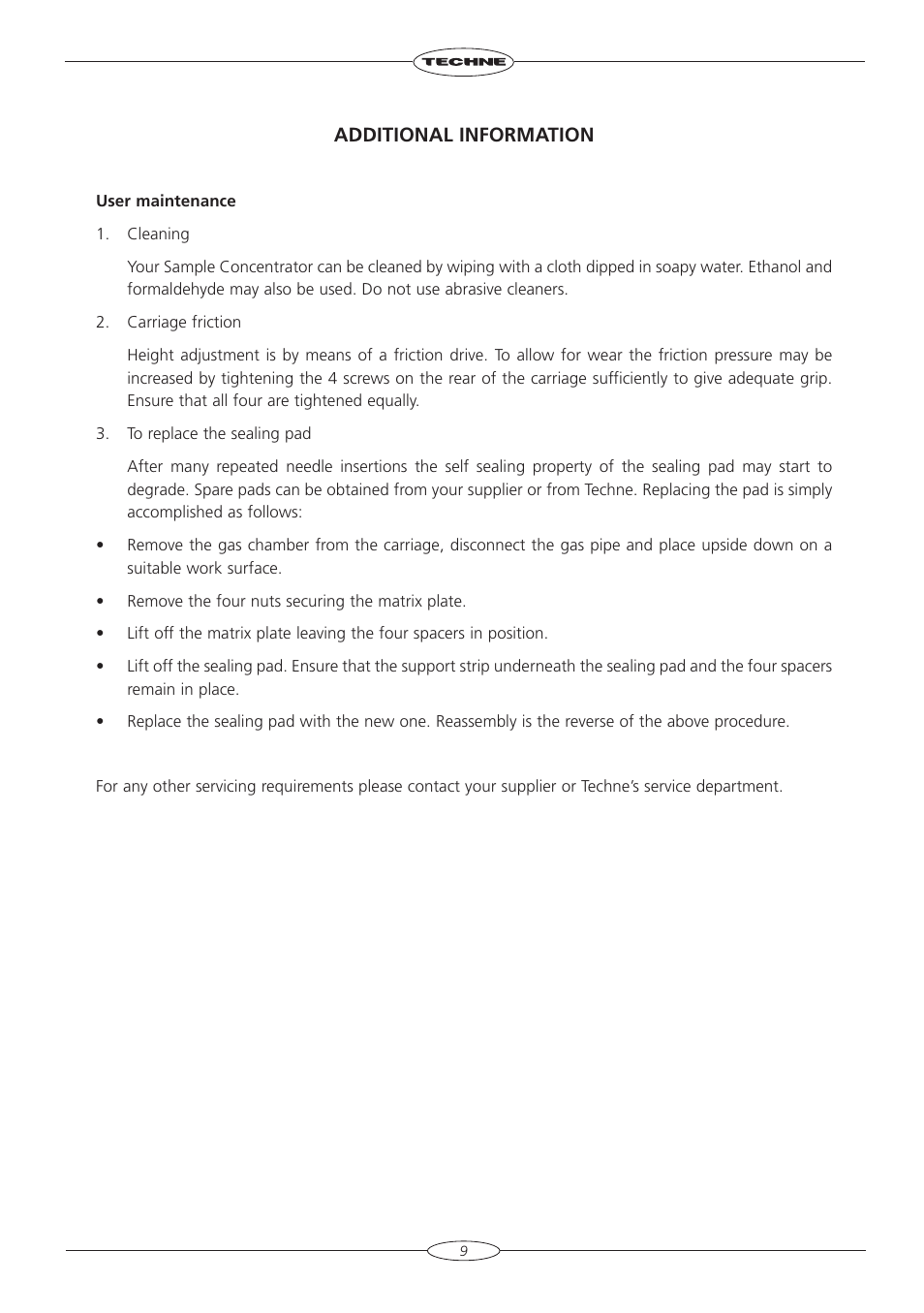 Techne Sample Concentrator User Manual | Page 11 / 16