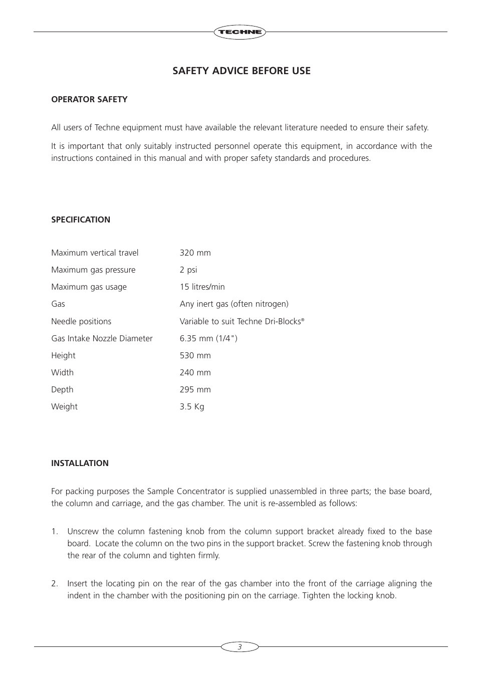 Techne Sample Concentrator User Manual | Page 5 / 16