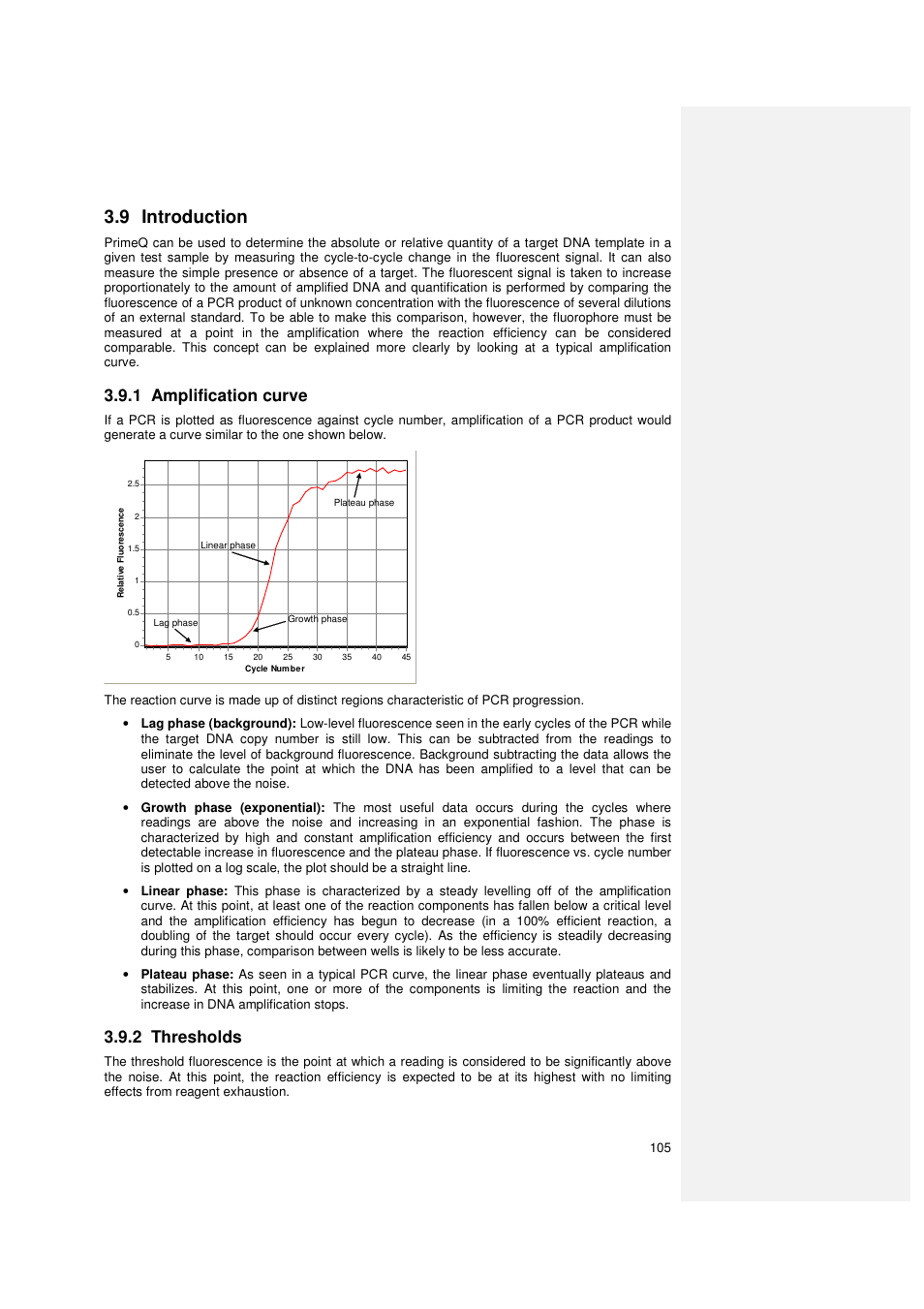 9 introduction, 1 amplification curve, 2 thresholds | Techne PrimeQ User Manual | Page 105 / 181