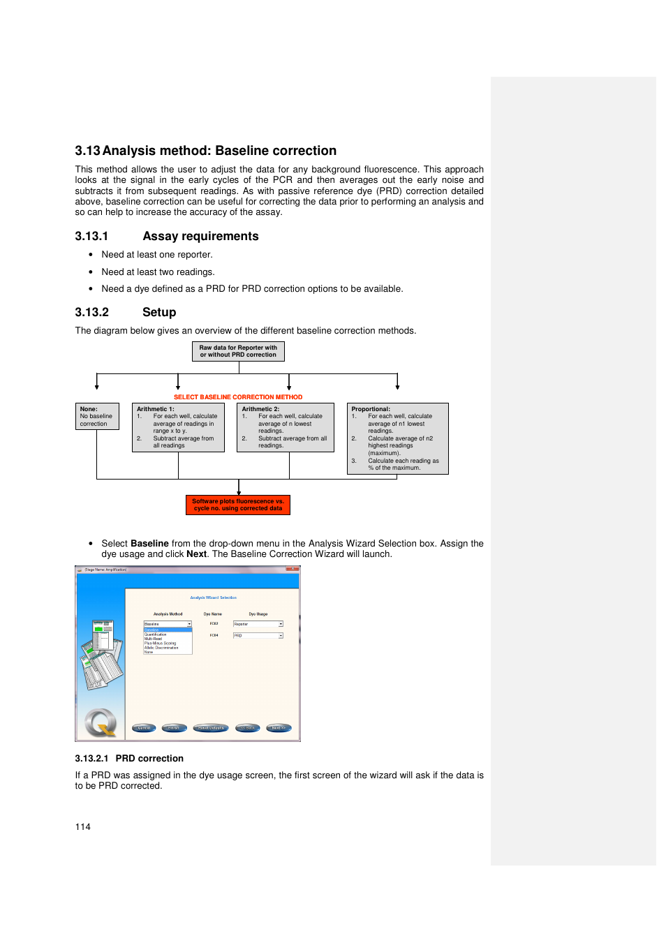 13 analysis method: baseline correction, 1 assay requirements, 2 setup | Techne PrimeQ User Manual | Page 114 / 181