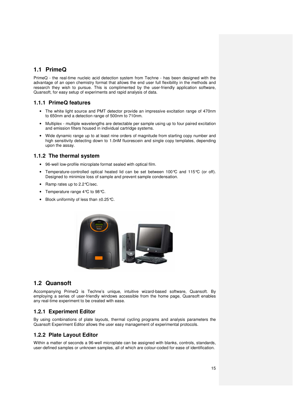 1 primeq, 2 quansoft | Techne PrimeQ User Manual | Page 15 / 181