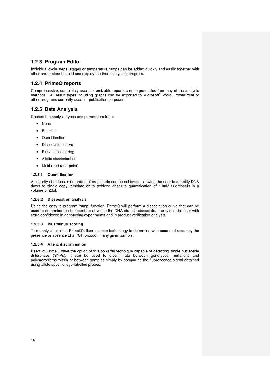 3 program editor, 4 primeq reports, 5 data analysis | Techne PrimeQ User Manual | Page 16 / 181