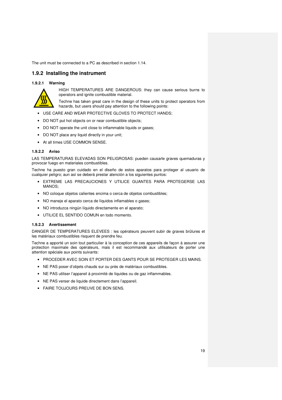 2 installing the instrument | Techne PrimeQ User Manual | Page 19 / 181