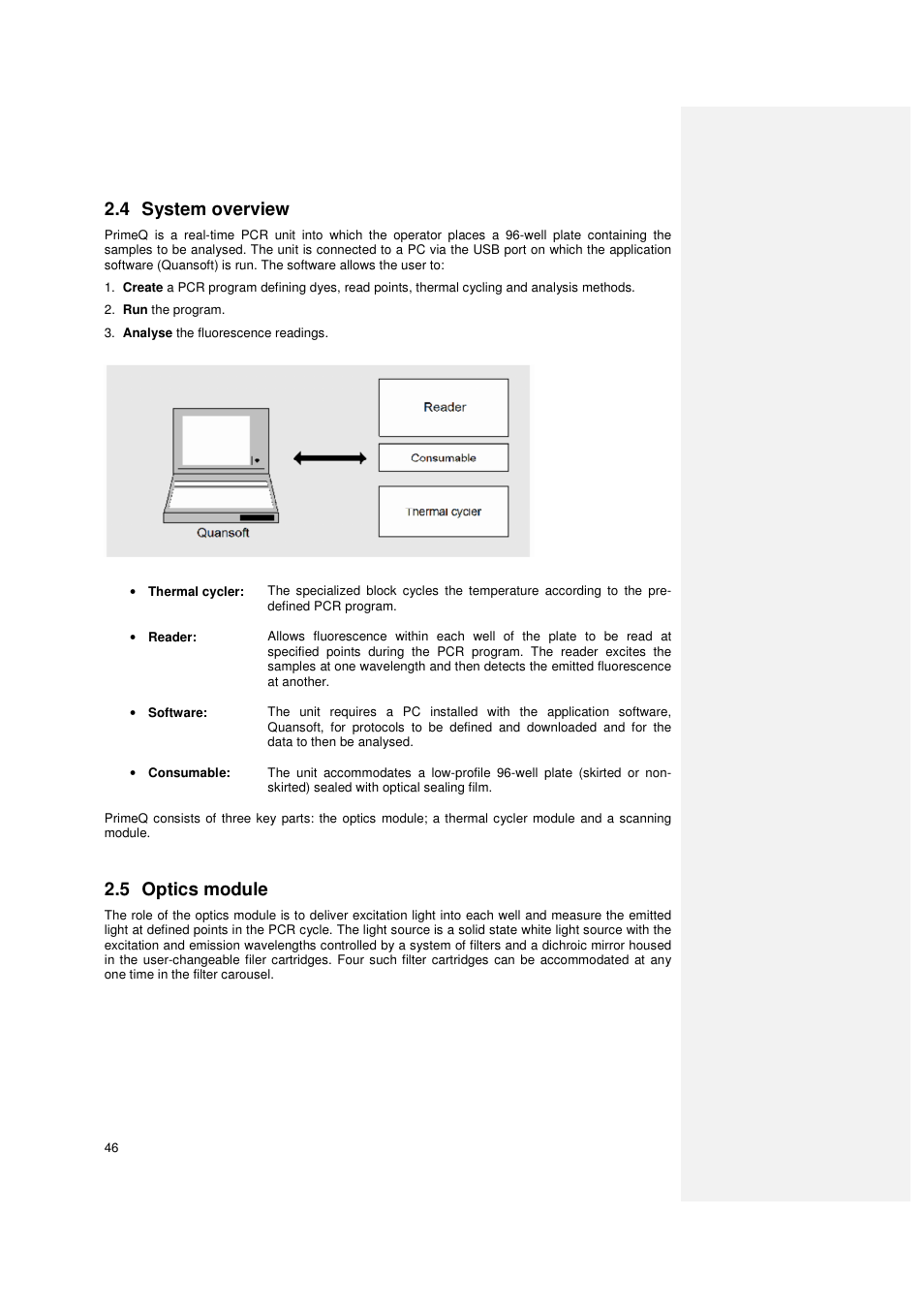 4 system overview, 5 optics module | Techne PrimeQ User Manual | Page 46 / 181