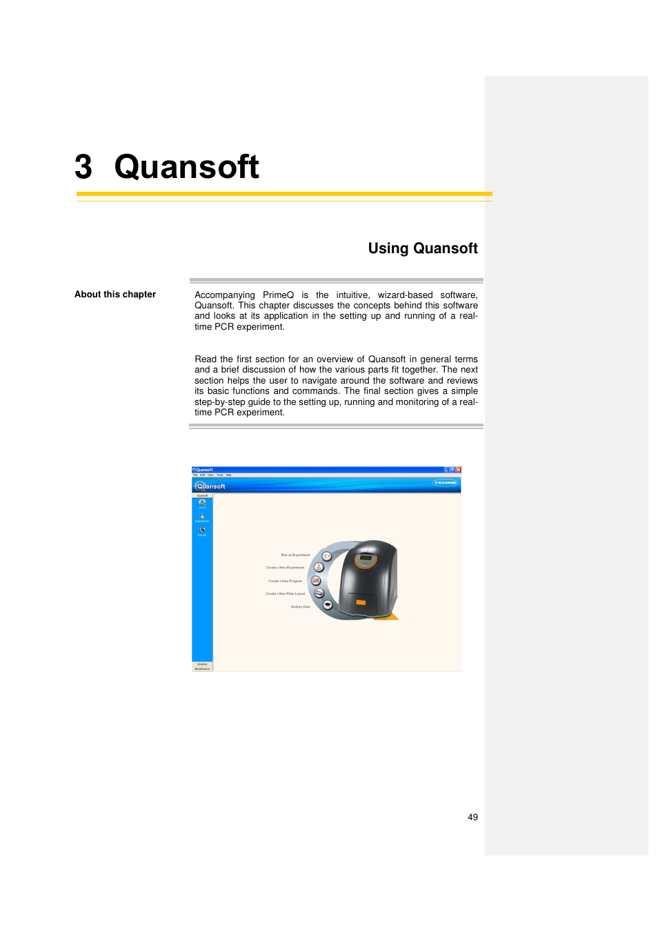 3 quansoft, Using quansoft | Techne PrimeQ User Manual | Page 49 / 181