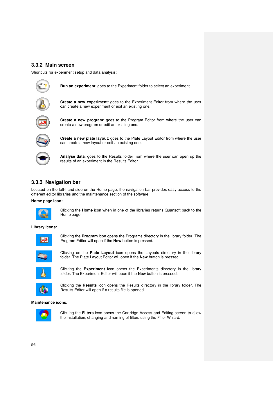 2 main screen, 3 navigation bar | Techne PrimeQ User Manual | Page 56 / 181