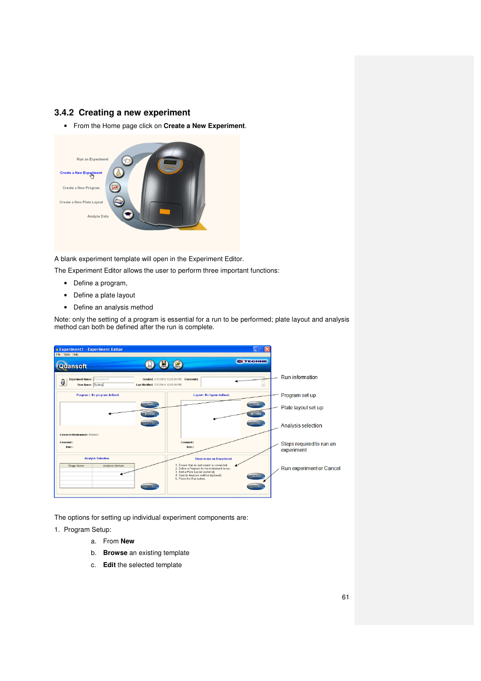 2 creating a new experiment | Techne PrimeQ User Manual | Page 61 / 181