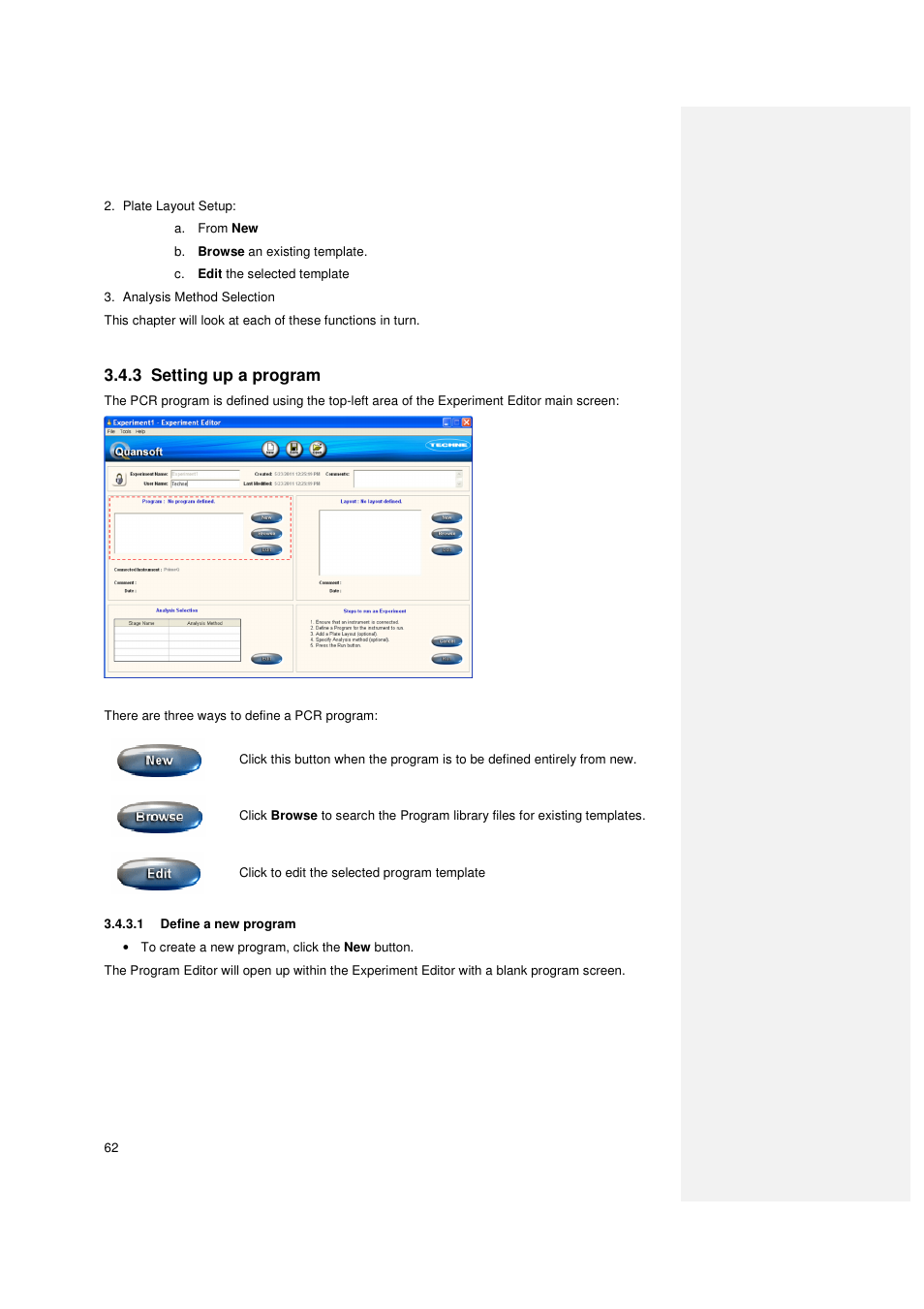 3 setting up a program | Techne PrimeQ User Manual | Page 62 / 181