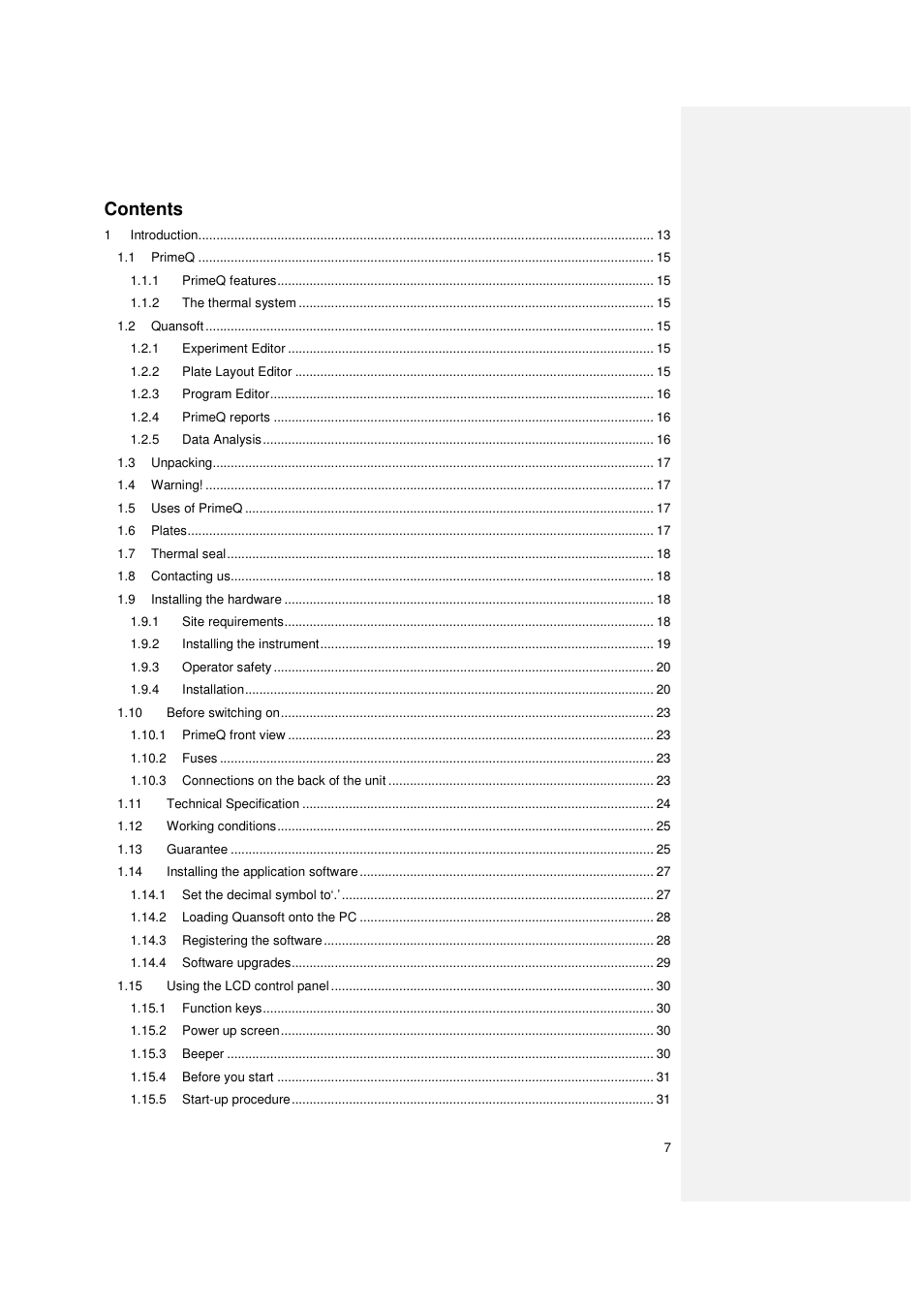 Techne PrimeQ User Manual | Page 7 / 181
