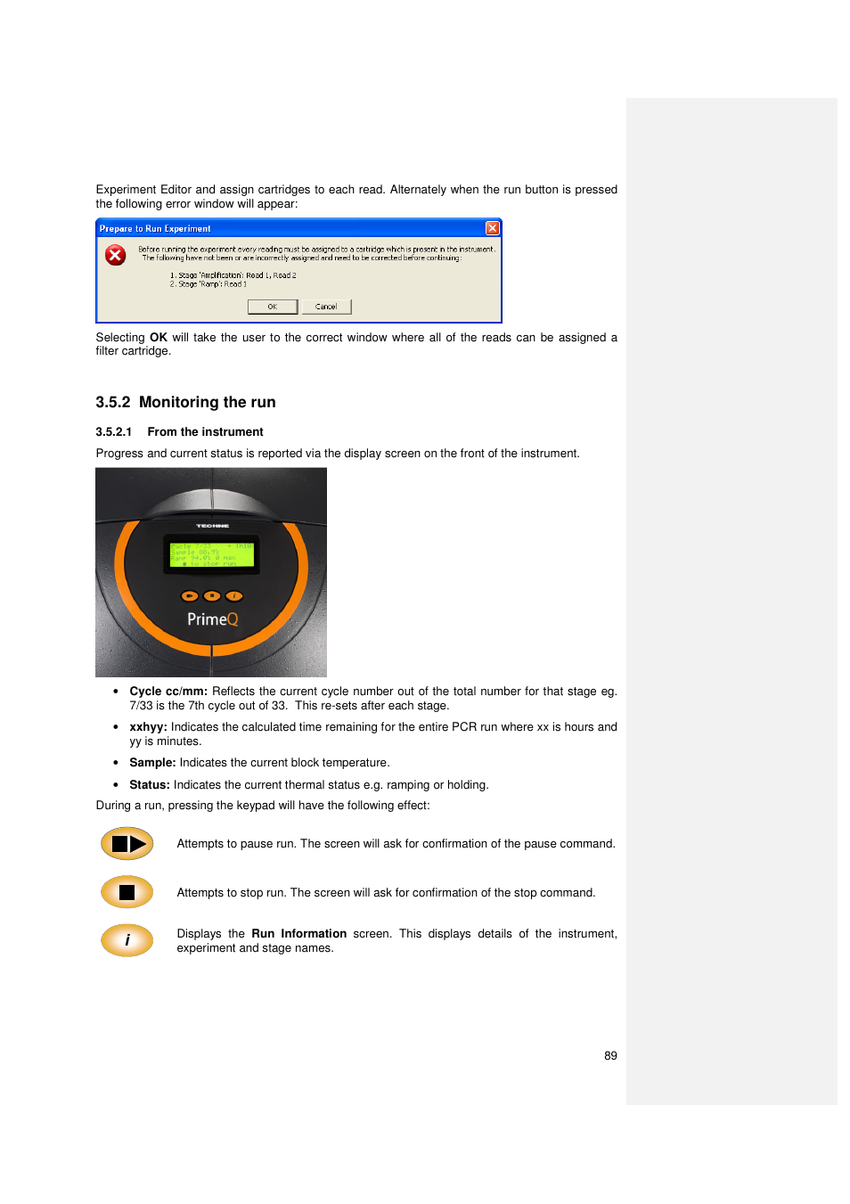 2 monitoring the run | Techne PrimeQ User Manual | Page 89 / 181