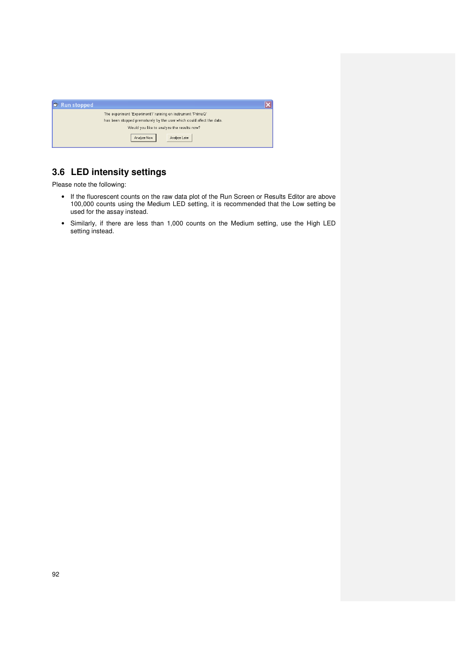 6 led intensity settings | Techne PrimeQ User Manual | Page 92 / 181