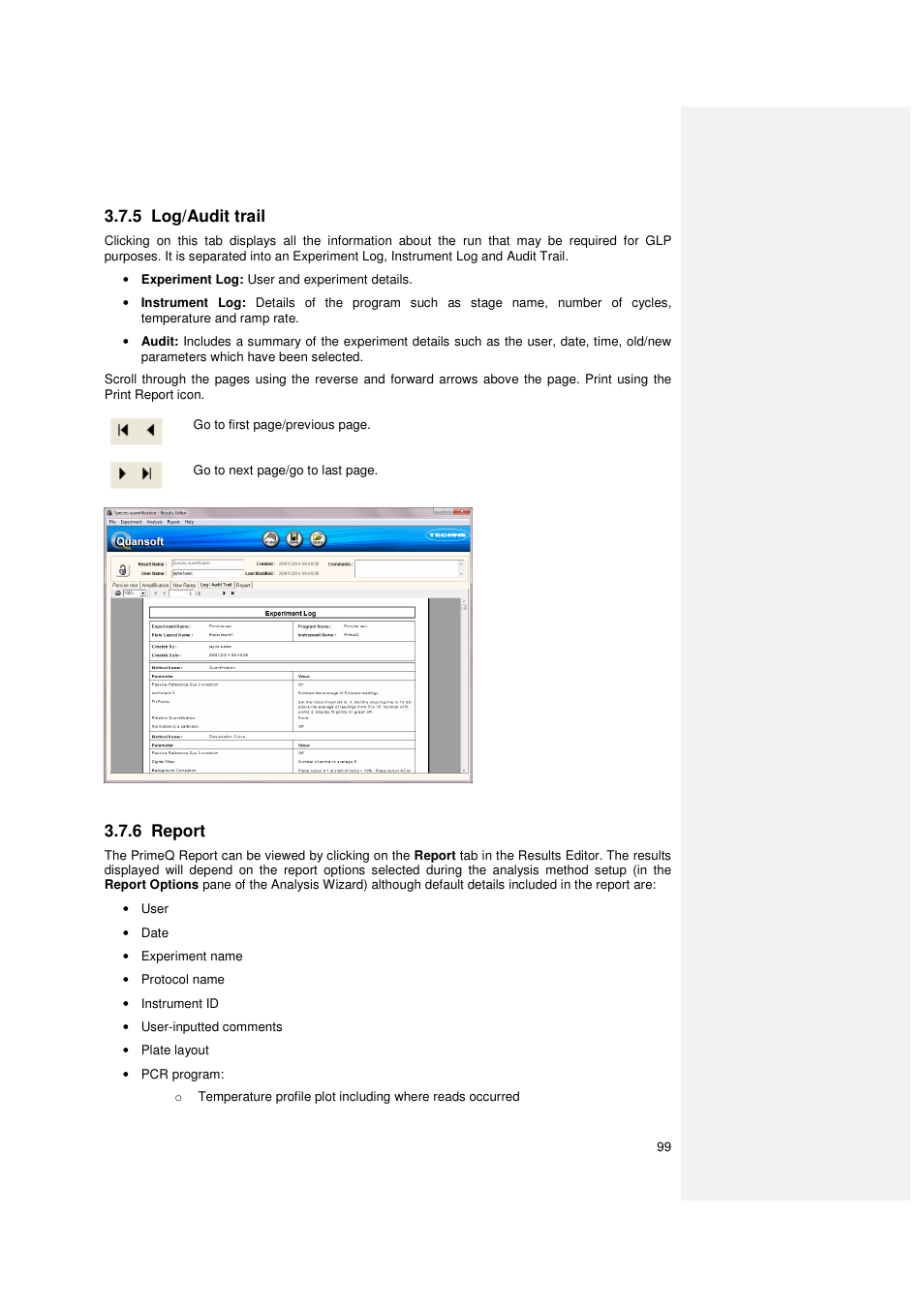 5 log/audit trail, 6 report | Techne PrimeQ User Manual | Page 99 / 181