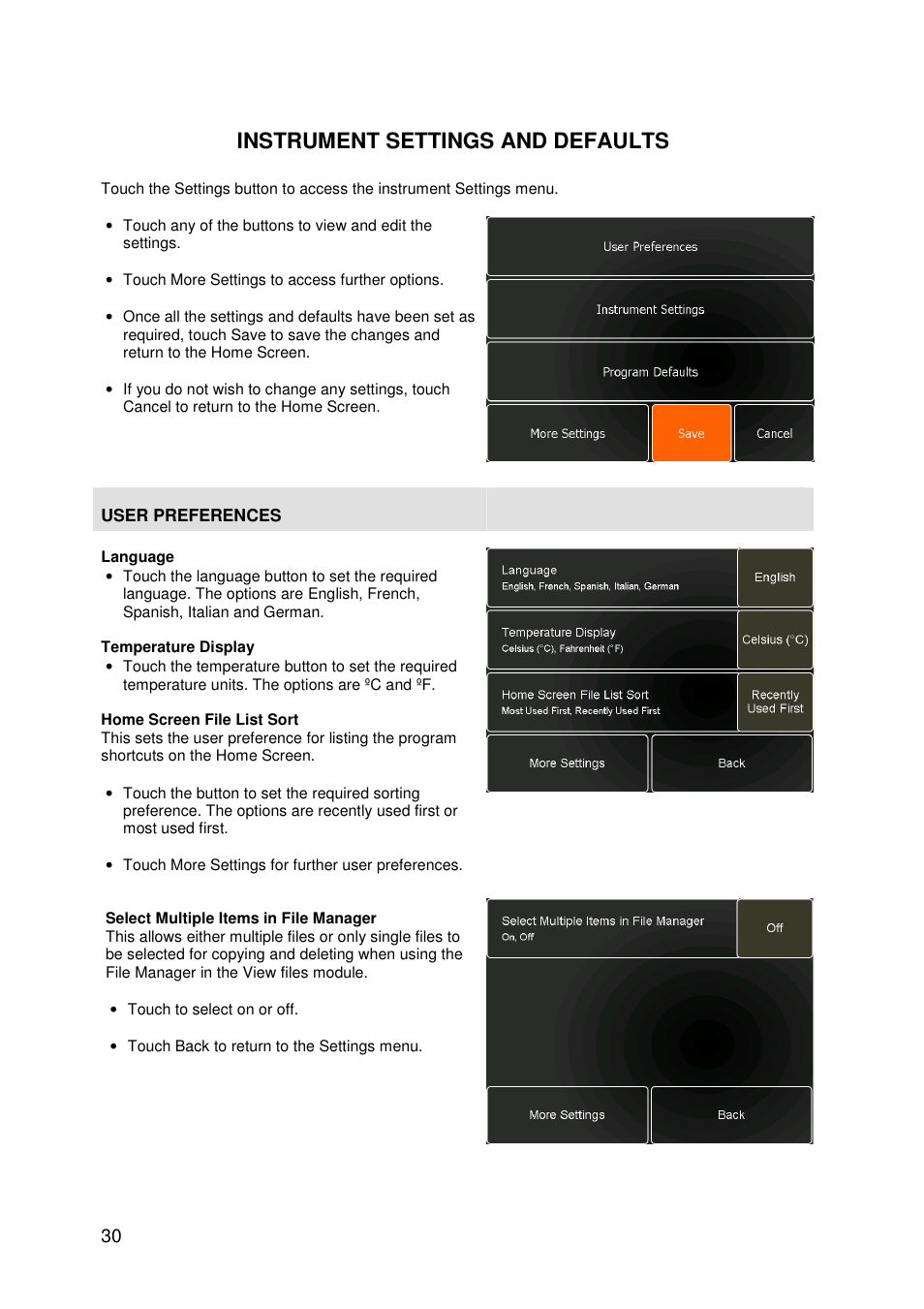 Instrument settings and defaults | Techne TC-PLUS User Manual | Page 32 / 70