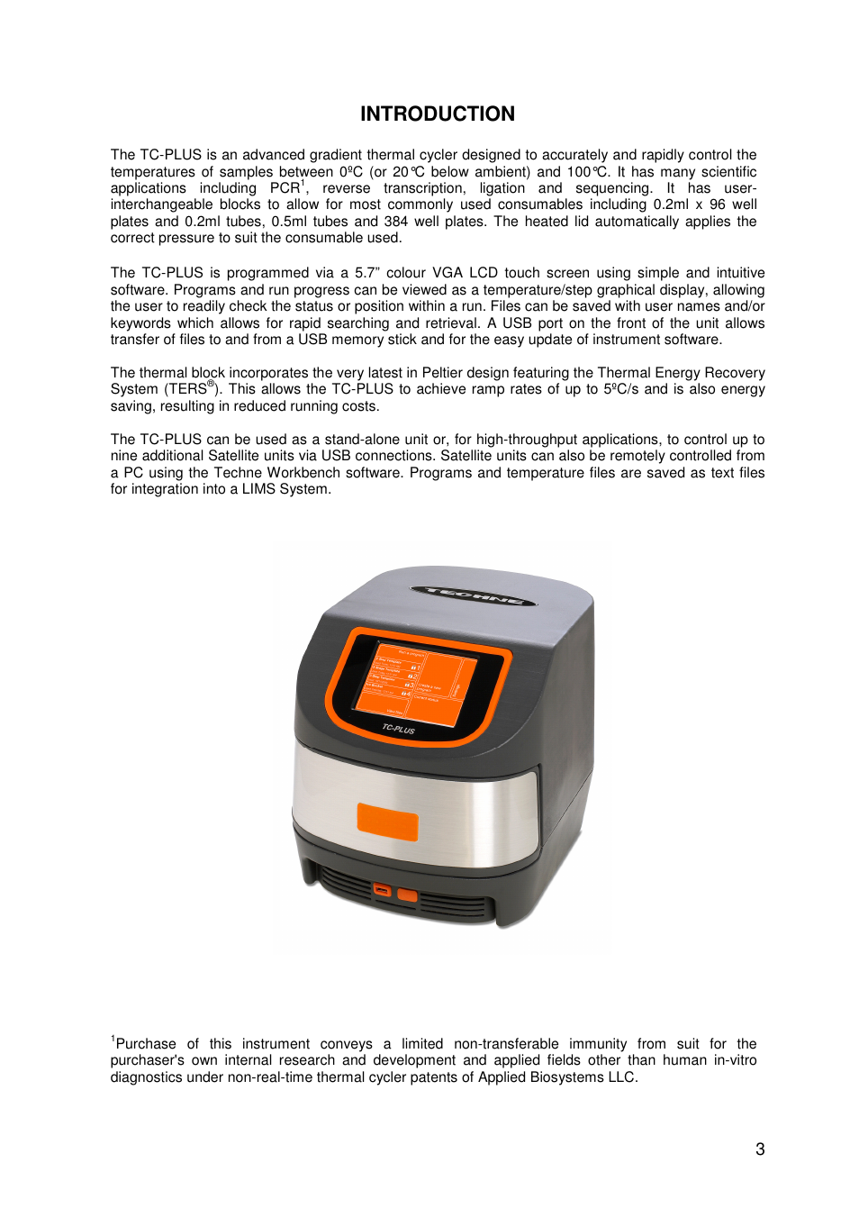 Introduction | Techne TC-PLUS User Manual | Page 5 / 70