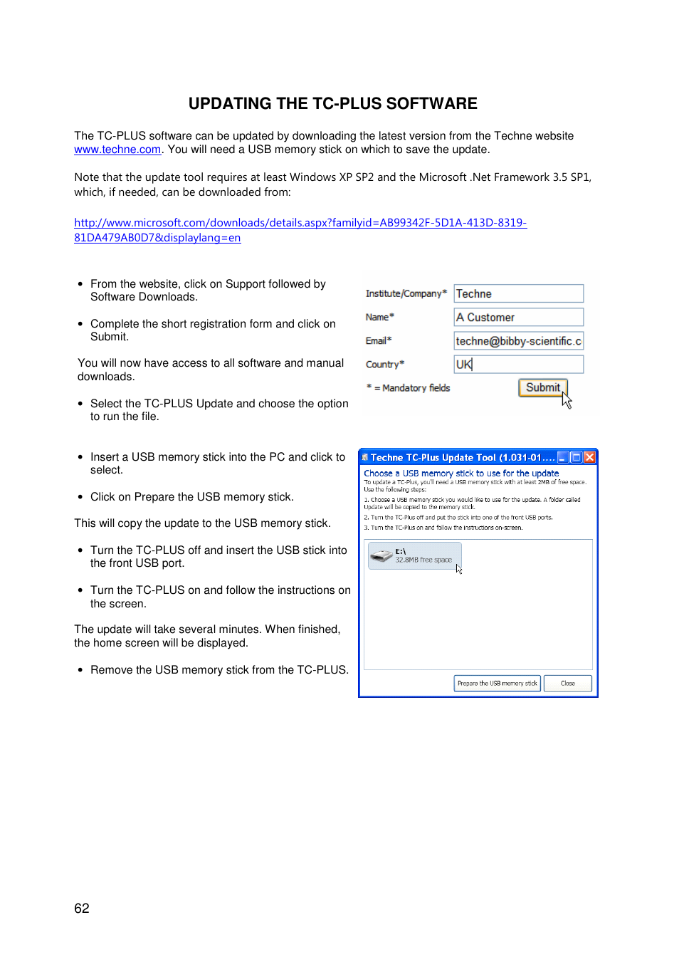 Updating the tc-plus software | Techne TC-PLUS User Manual | Page 64 / 70