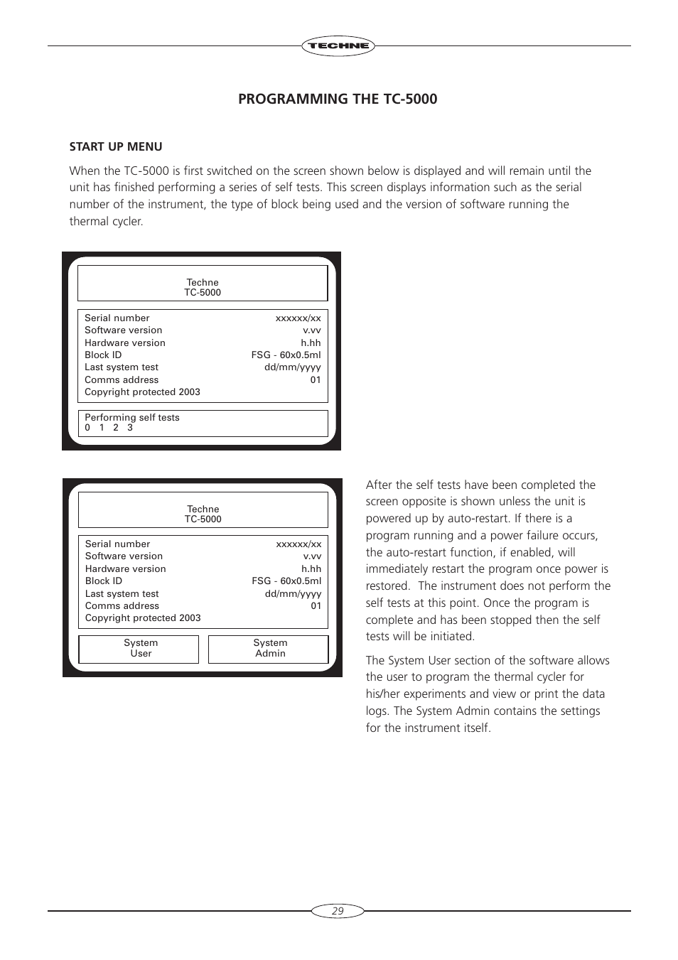 Programming the tc-5000 | Techne TC-5000 User Manual | Page 30 / 54