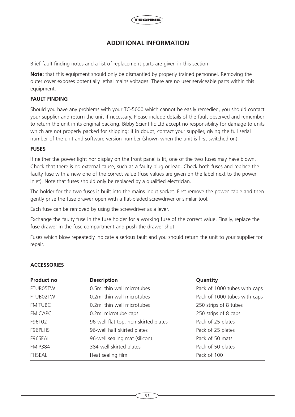 Additional information | Techne TC-5000 User Manual | Page 52 / 54