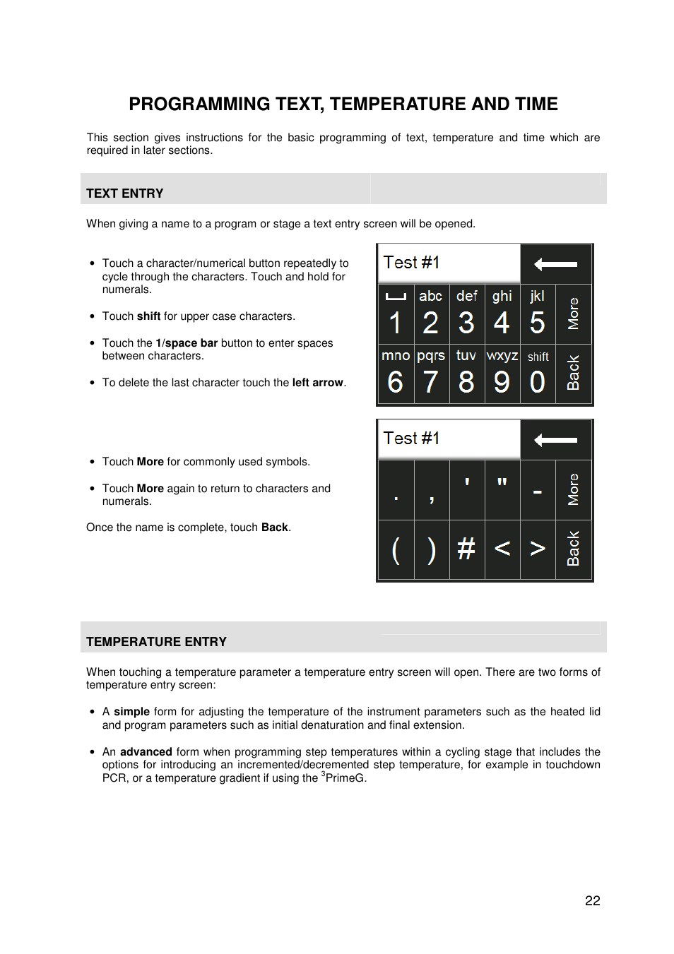 Programming text, temperature and time | Techne 3PrimeG User Manual | Page 23 / 54