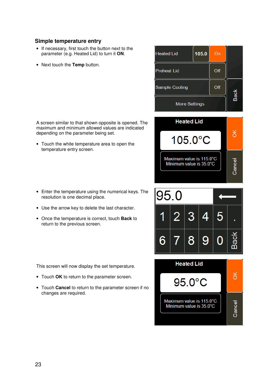23 simple temperature entry | Techne 3PrimeG User Manual | Page 24 / 54