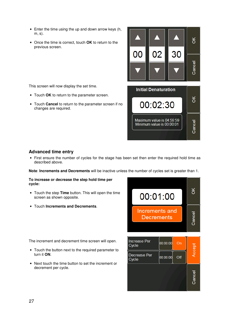 Advanced time entry | Techne 3PrimeG User Manual | Page 28 / 54