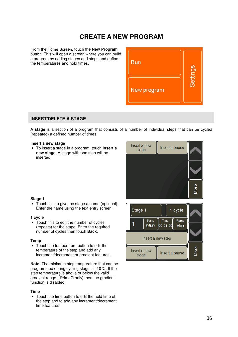 Create a new program | Techne 3PrimeG User Manual | Page 37 / 54