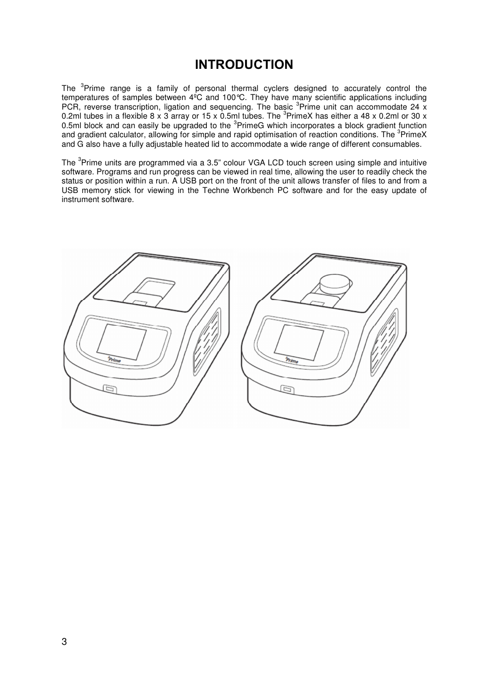 Introduction | Techne 3PrimeG User Manual | Page 4 / 54