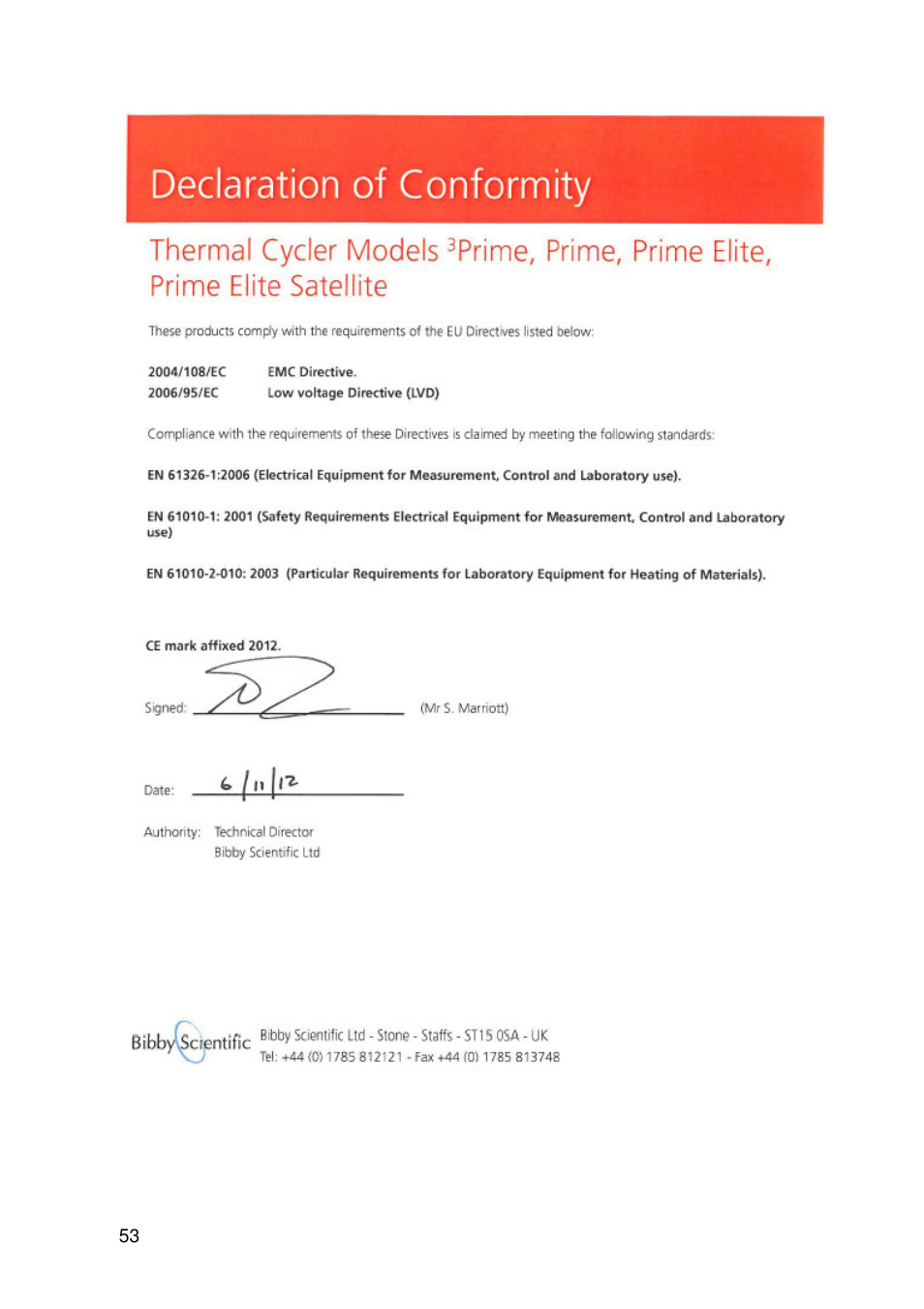 Techne 3PrimeG User Manual | Page 54 / 54