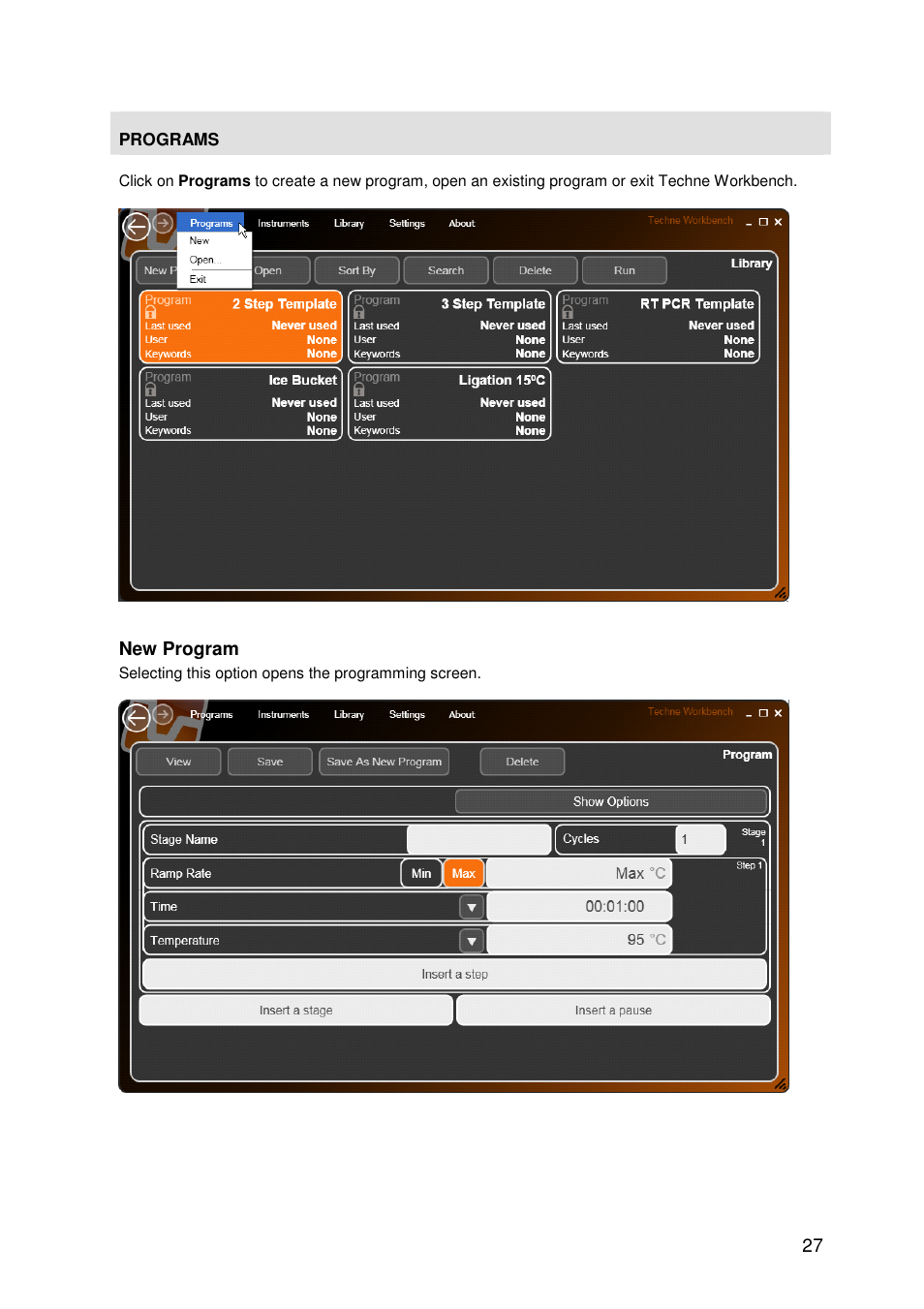 New program | Techne TC-PLUS Satellite User Manual | Page 27 / 45