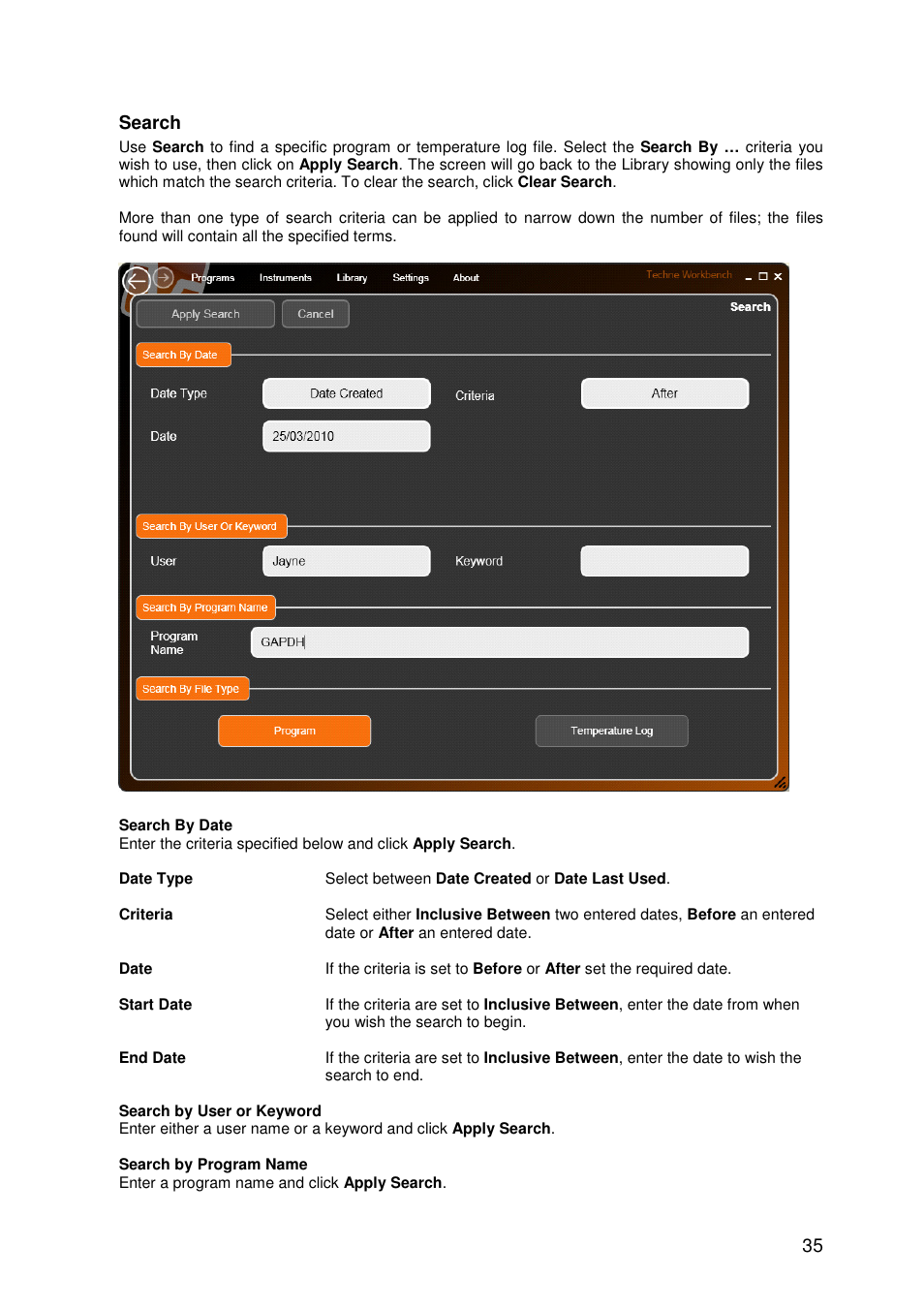 35 search | Techne TC-PLUS Satellite User Manual | Page 35 / 45