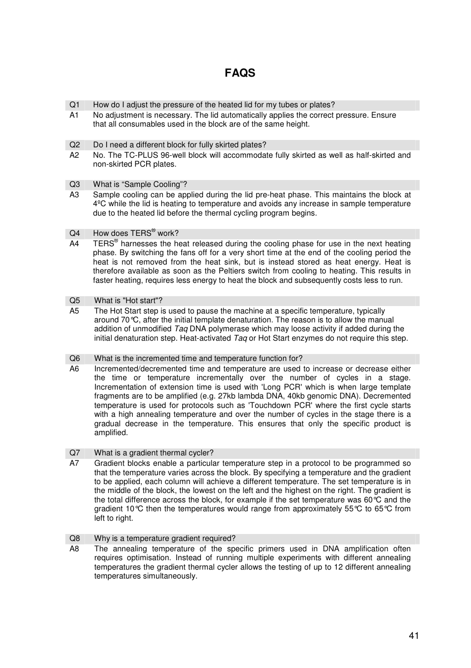 Faqs | Techne TC-PLUS Satellite User Manual | Page 41 / 45