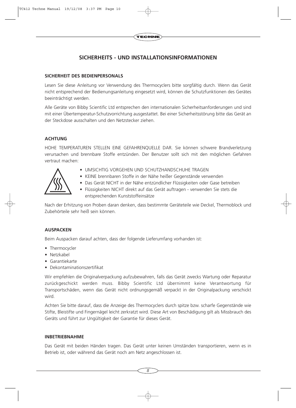 Techne TC-412 User Manual | Page 10 / 52