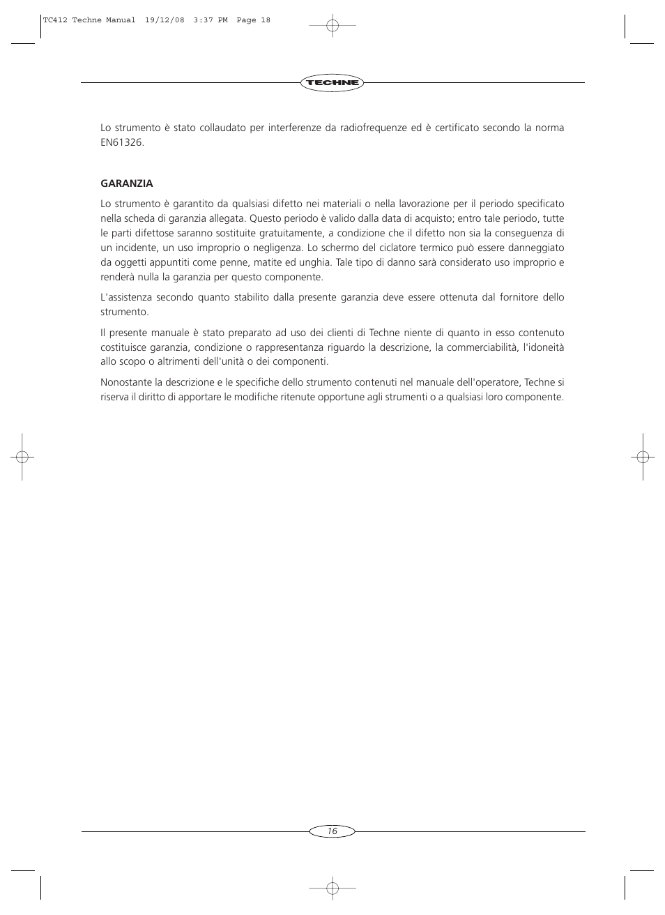 Techne TC-412 User Manual | Page 18 / 52
