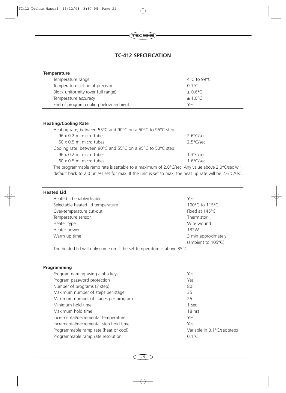 Techne TC-412 User Manual | Page 21 / 52