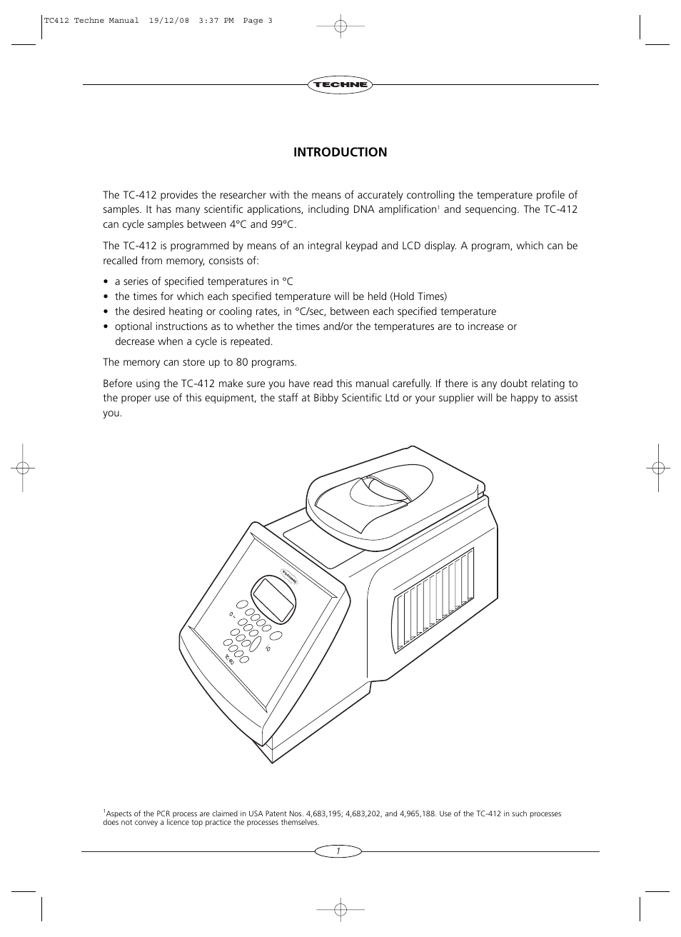 Introduction | Techne TC-412 User Manual | Page 3 / 52