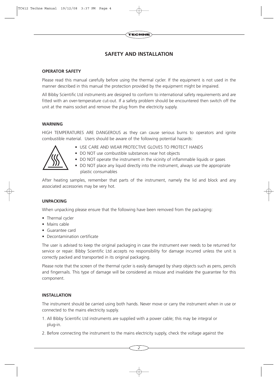 Techne TC-412 User Manual | Page 4 / 52
