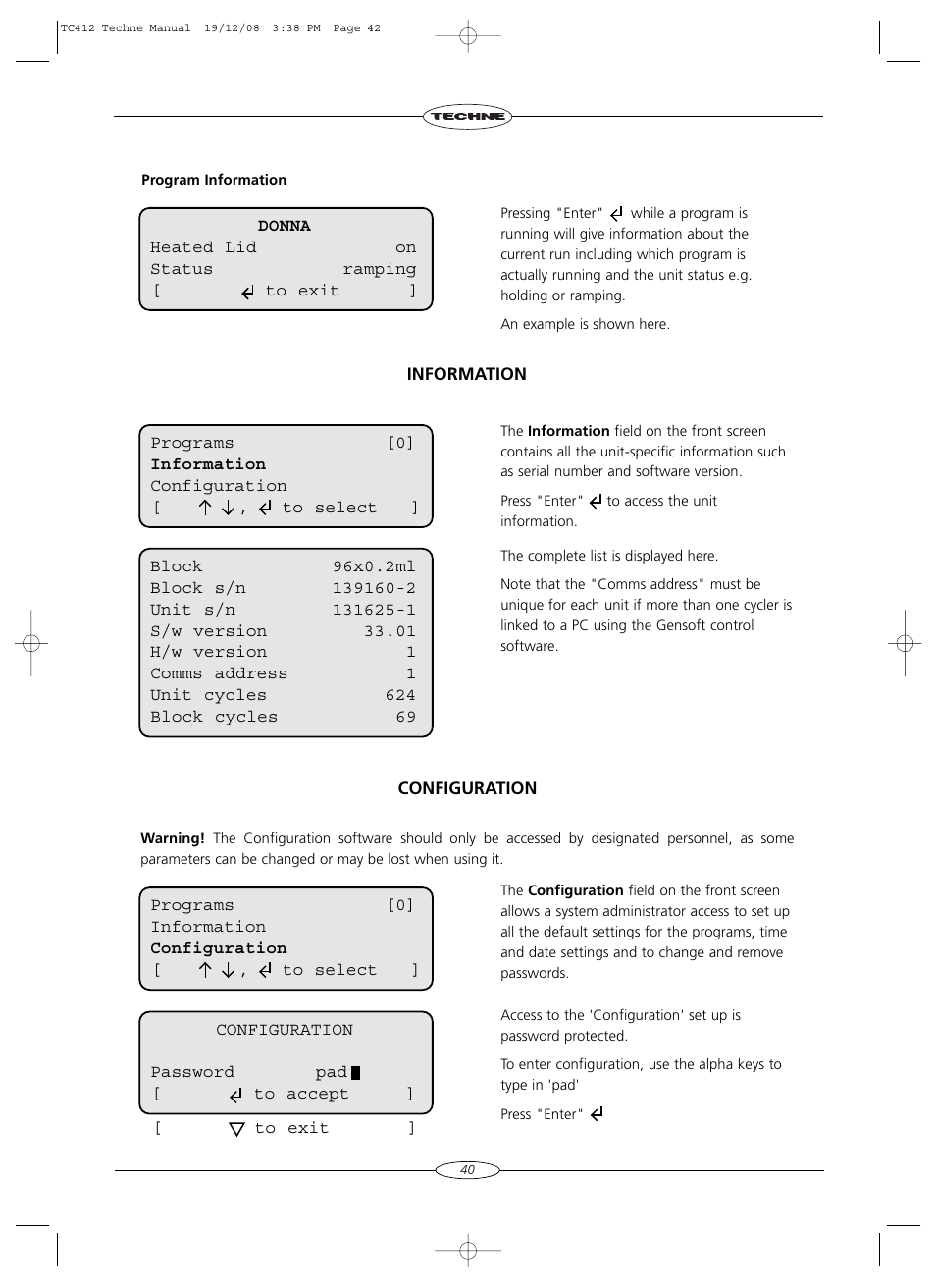 Techne TC-412 User Manual | Page 42 / 52