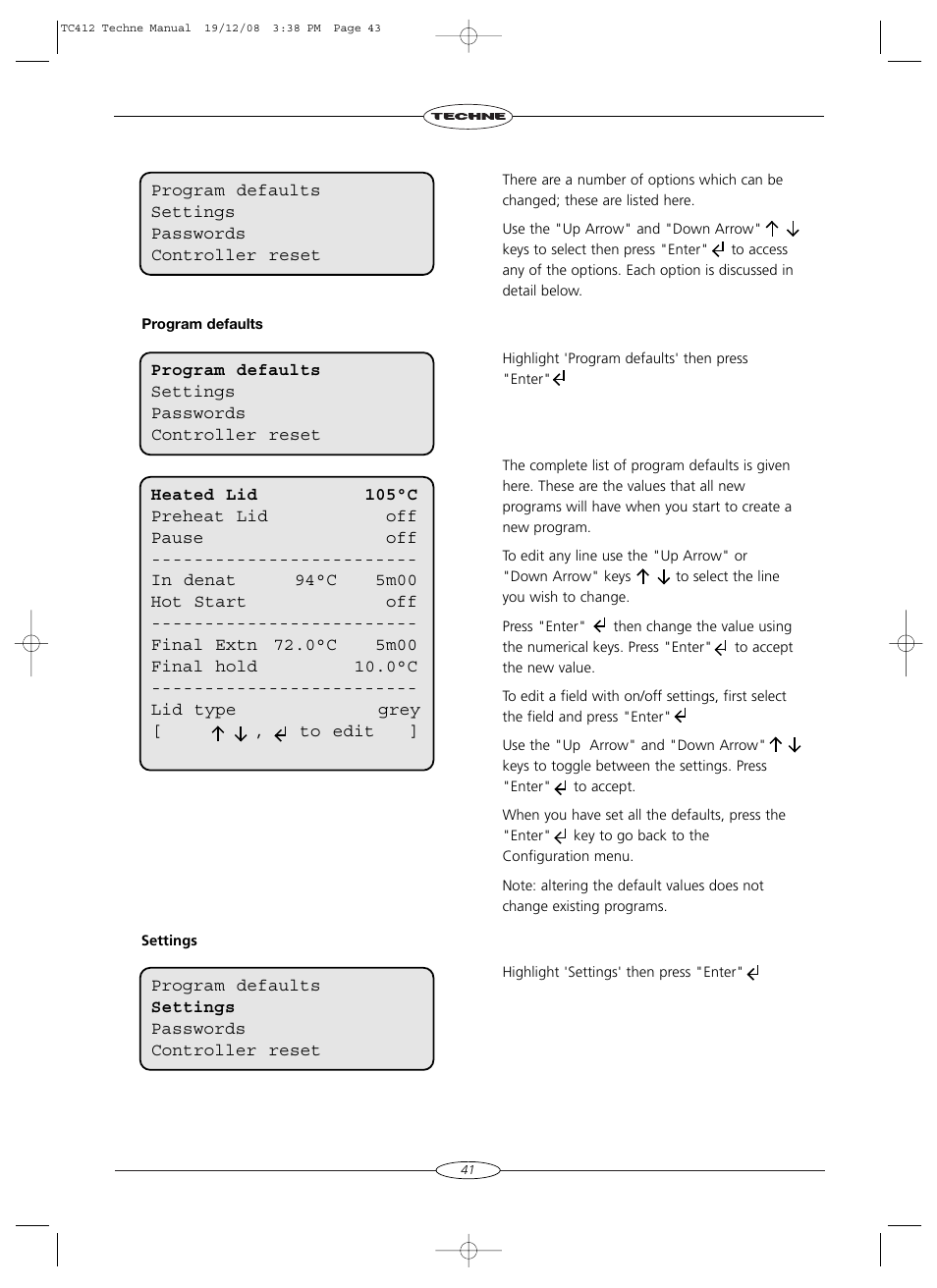 Techne TC-412 User Manual | Page 43 / 52